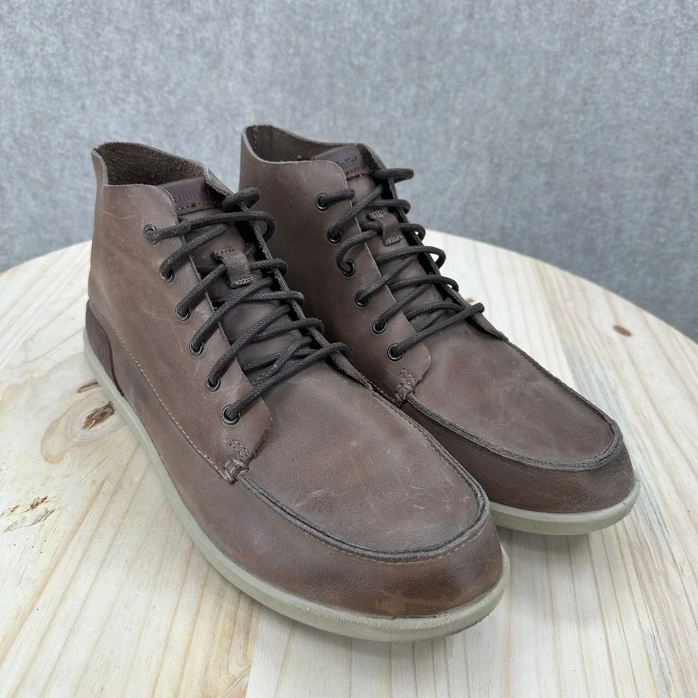 OluKai Nalukai Boots Chukka Mens 10.5 Brown Leather Waterproof Moc Toe